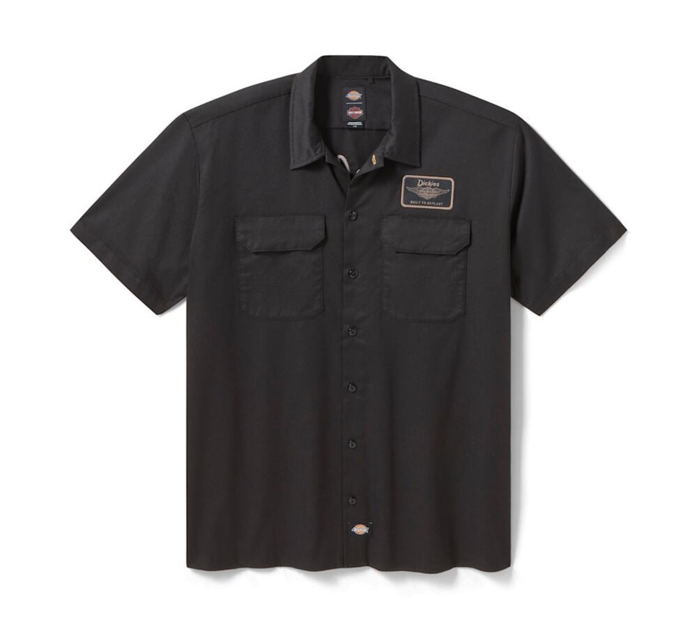 NWT Harley Davidson x Dickies Men's Built to Outlast Work Shirt in Black sz Med